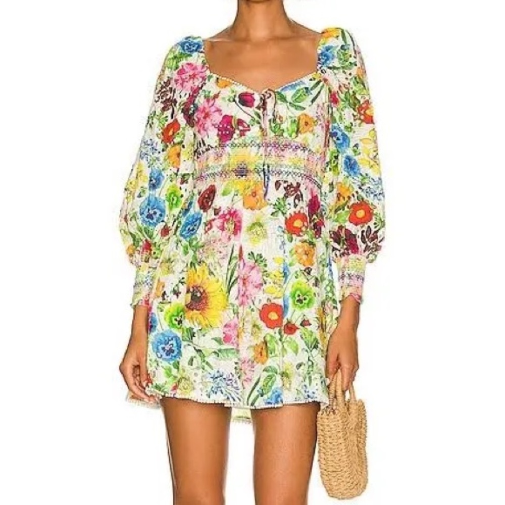 Alice + Olivia Floral Mini Dress in White Multi